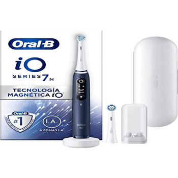 Електрична зубна щітка Oral-B iO 7N, синя, з 2 насадками для щітки та 1 дорожнім кейсом, розроблена Braun