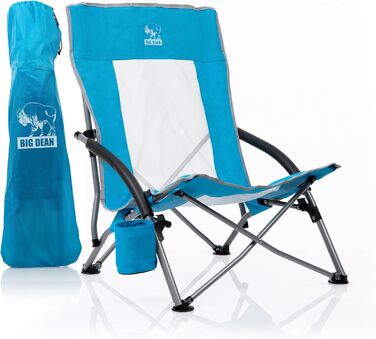 Складаний пляжний стілець BigDean, легкий та стійкий, з тримачем для напоїв