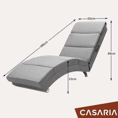 Шезлонг Casaria XXL з функцією масажу та підігріву, 186x89x55 см, ергономічний, тканинна оббивка, вантажопідйомність 180 кг, шезлонг для приміщень, крісло для відпочинку, сірий