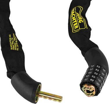 Замок ланцюговий Burg Wchter Vierkantkette, кодовий замок для велосипеда, мотоцикла, електросамоката та садових меблів, 90 см, чорний (280 C 90)