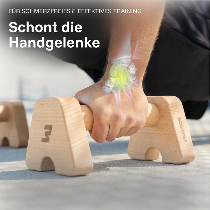 Дерев&39яні ручки для віджимання BMOTION преміум-класу, стійкі та нековзні паралелети для калістеніки, ручки для віджимання або стійки на руках, перекладина для віджимання для використання в приміщенні та на вулиці, включаючи ремінь для транспортування