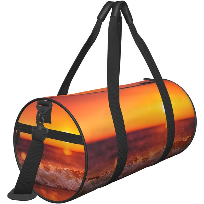 Спортивна сумка, дорожня сумка, сумка на ніч з принтом Морський захід та хвилі, чорна, універсальний розмір, сумка для подорожей