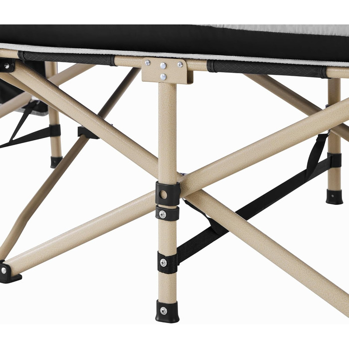 Розкладне кемпінгове ліжко Yaheetech з матрацом, гостьове ліжко з сумкою для перенесення та бічною кишенею, 191 x 67 см, садовий шезлонг, вантажопідйомність до 150 кг, сірий матрац чорний каркас ліжка