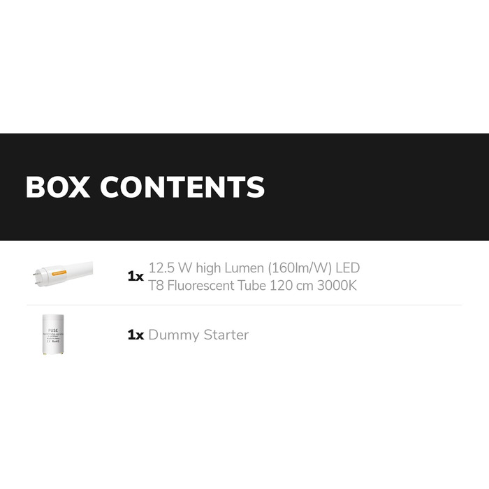 Світлодіодна трубка 120 см - 12,5 Вт 2000 люмен (160 лм/Вт) супер яскравий високий люмен - 3000K теплий білий (830) - Світлодіодна люмінесцентна лампа T8 G13 без мерехтіння - Вкл
