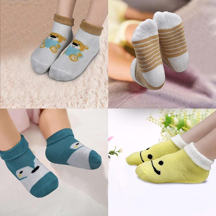 Унісекс дитячі шкарпетки з бавовняної махрової тканини, 10 пар, шкарпетки для новонароджених хлопчиків та дівчаток від 0 до 6 місяців, 1-3 роки, товсті зимові шкарпетки для малюків від 0 до 6 місяців, сині