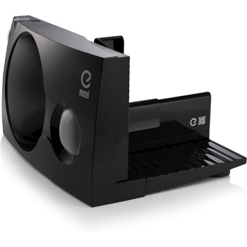 Харчовий слайсер ЧОРНИЙ Зроблено в EU I Компактний електричний слайсер, Хліборізка Ø 170 мм лезо з нержавіючої сталі 2в1 Регульований 0-17 мм, без бісфенолу А 100 Вт (142420002) Чорний RS42, 42