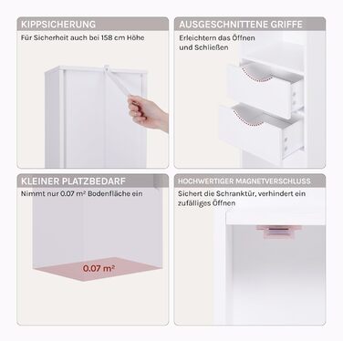 Книжкова полиця WOLTU, книжкова шафа, окремостояча полиця з шухлядами, полиця з дверцятами, офісна полиця, полиця для зберігання речей у вітальні/спальні, біла, 30 x 158 x 24 см, SK028ws