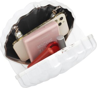 Клатч-розкладачка Морська Раковина з акрилу, з перлинною ручкою-ланцюжком. Вечірня сумочка для весілля, косплею, на плече або через плече, сріблястий.