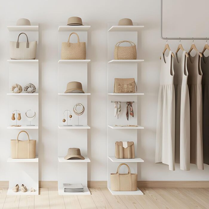 Книжкова полиця, окремостояча полиця з 6 полицями, біла настінна полиця, кухонна полиця, полиця для рослин, окремостояча настінна, для кухні, вітальні, спальні