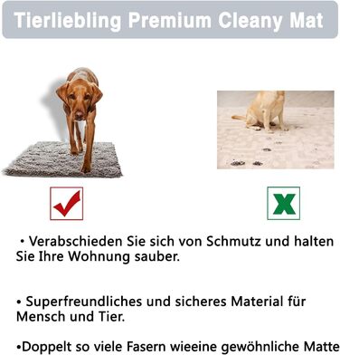 Килимок для собак Cleany, преміальний килимок для собак 60 x 90 см, килимок для вловлювання бруду для собак, водонепроникний килимок для собак, килимок для входу, передніх дверей та коридору, темно-сірий - 60 x 90 см