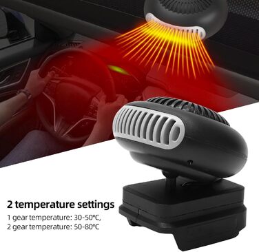 Невеликий обігрівач, 170 Вт, 18 В, живлення від батарейок, 2 швидкості, контроль температури, тихий бездротовий електричний вентилятор-обігрівач для BL1815 BL1820 BL1530 BL1840 BL1850 BL1860 для використання всередині автомобіля