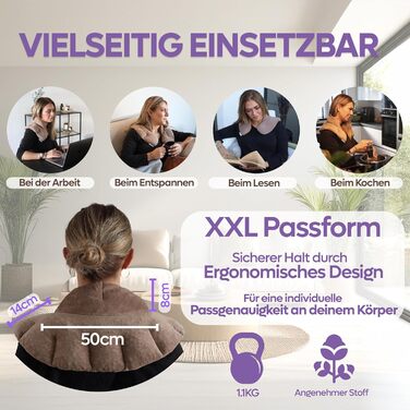 Подушка для шиї та плечей MAYSON з вишневими кісточками для мікрохвильової печі - Зернова подушка з лавандою - XXL тепла подушка з коміром-стійкою - Ароматерапія для релаксації