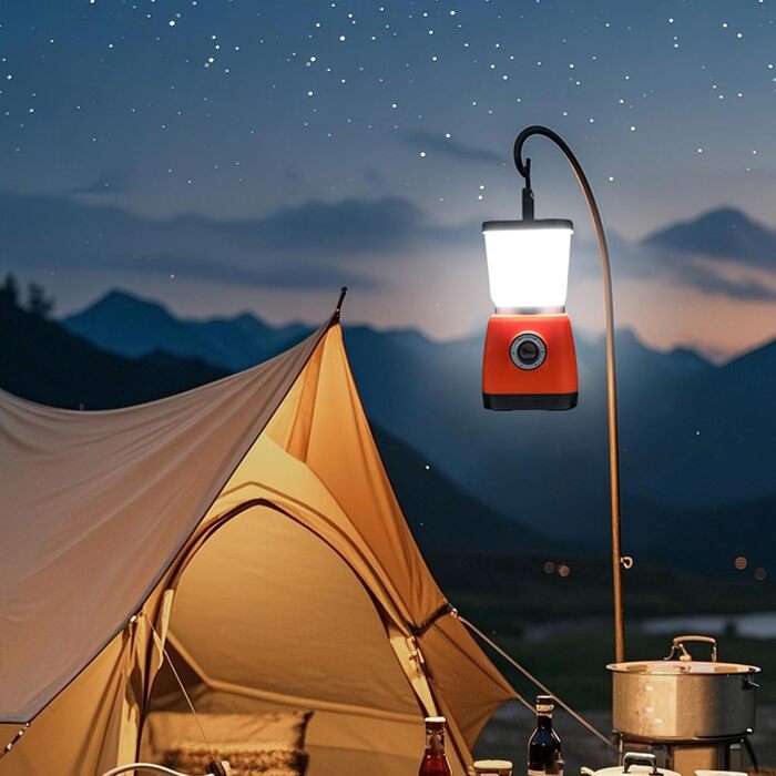 Ручний сонячний ліхтар для кемпінгу ємністю 6000 мАг, акумуляторний світлодіодний ліхтар для намету, 22 години роботи, зарядний пристрій USB, портативний кемпінговий ліхтар для використання на вулиці, аварійний (помаранчевий)