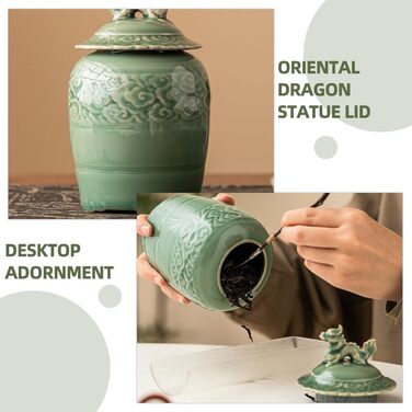 Керамічна чайна ємність Cabilock з кришкою, вінтажна банка для імбиру, китайське храмове скло, порцеляна, декоративна ваза для квітів, банка для зберігання чаю, спецій та прянощів