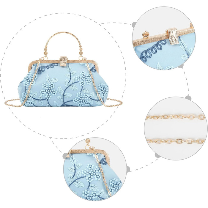 Сатеневий клатч для вечірки та особливих подій, блакитний (08301)