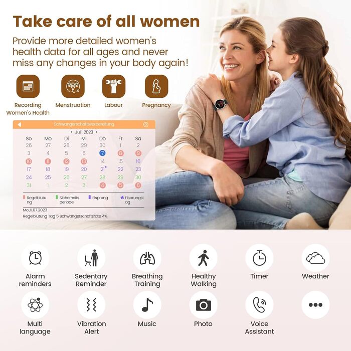 Жіночий смарт-годинник із функцією телефону, круглий смарт-годинник 1,39 дюйма з SpO2, 24-годинним монітором серцевого ритму, монітором артеріального тиску, монітором сну, фітнес-трекером із понад 120 спортивними режимами та крокоміром для iOS та Android 