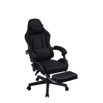 Ігровий стілець з підставкою для ніг - м&39які підлокітники - регульована висота - чорний