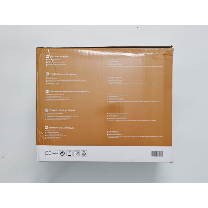 Аерофритюрниця 7L XXL, фритюрниця 1900 Вт, 7 програм, тримайте тепло, 20 рецептів, без олії, для 6-10 осіб, фритюрниця з цифровим світлодіодним сенсорним екраном, чорна