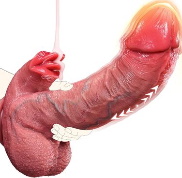 Вібратор-фалоімітатор BSZUI 3-в-1, з функціями поштовхів, вібрації, нагрівання та лизання