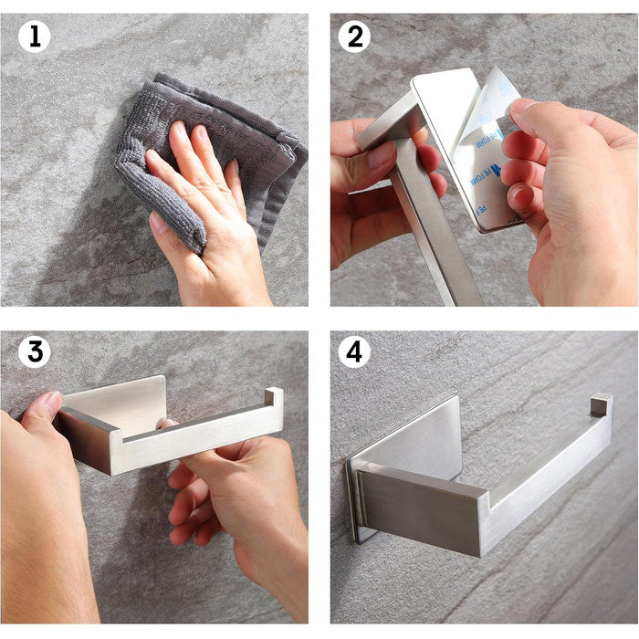 Тримач для туалетного рушника / тримач для туалетного рушника Без свердління, Самоклеючий тримач для туалетного рушника з нержавію