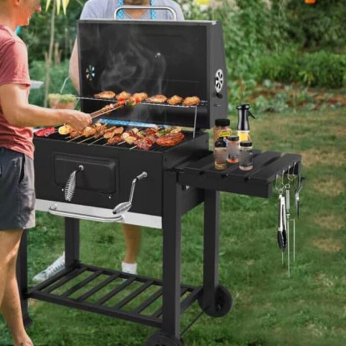 Сімейне вугільне барбекю SilteD, вугільне барбекю для внутрішнього дворика з тумбочками, барбекю для кемпінгу, барбекю, вугільне б