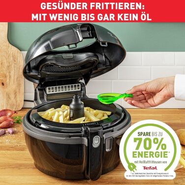 Екстра фритюрниця Tefal FZ7228 ActiFry Аерофритюрниця з важелем для перемішування, без струшування 1550 Вт 1,2 кг для 6 осіб Високошвидкісний повітряний потік Таймер енергозберігаючі Здорова фритюрниця без олії Чорний