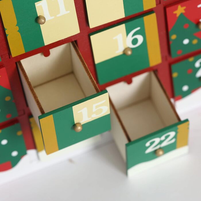 Різдвяний адвент-календар-будиночок з дерева з 24 шухлядами PIONEER-EFFORT