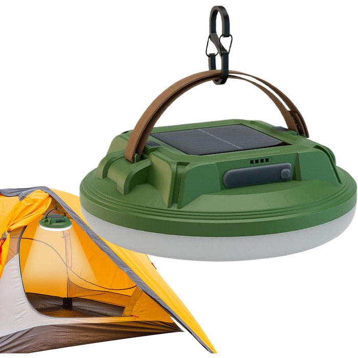 Сонячний кемпінговий ліхтар - світлодіодний дисплей, водонепроникний, акумуляторний, портативний сонячний кемпінговий ліхтар - для піших прогулянок, походів, нічної риболовлі, виживання та відключення електроенергії, зелений