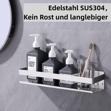 Полиця для душу HomeHeng без свердління Полиця для ванної Полиця для ванної Полиця для душу Настінна полиця Кошик для душу з нержавіючої сталі Полиця для ванної кімнати Полиця для душу Настінна полиця з матового нікелю, H91107-40BN