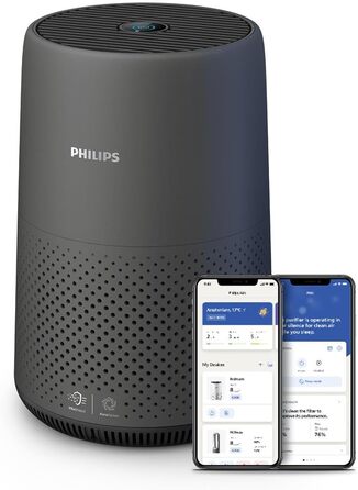 Компактний очищувач повітря Philips Home Appliances серії 800i, 49 м2, фільтр HEPA та активоване вугілля, видаляє з повітря до 99,5 вірусів і аерозолів (1), чорний (AC0850/11)