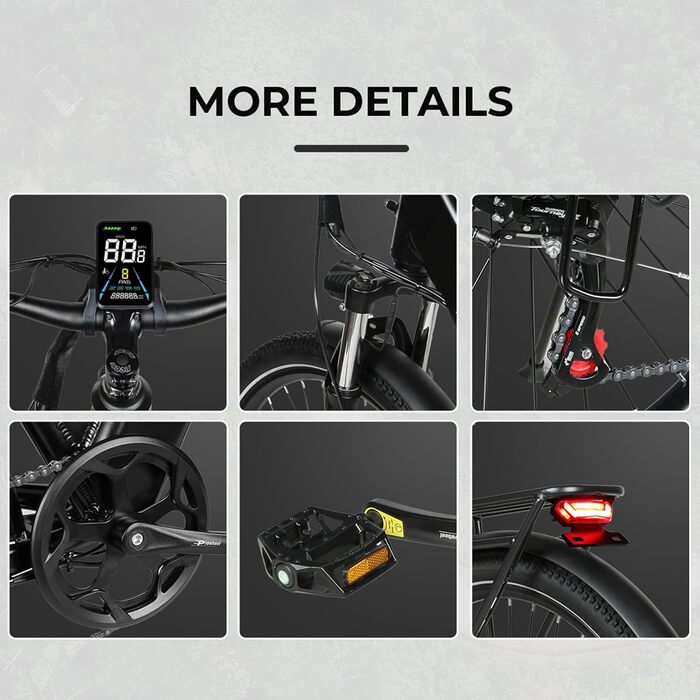 Електровелосипед SAMEBIKE 26 дюймів для чоловіків та жінок з двигуном 250 Вт, акумулятором 36 В 540 Втгод, електричні велосипеди, електровелосипед з 7-ступінчастою коробкою передач, РК-дисплеєм, міський велосипед Pedelec, зелений міський