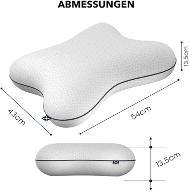 Подушка для шиї smartsleep ергономічна подушка з віскозної піни, підтримка шийного відділу хребта для сну на спині та на боці