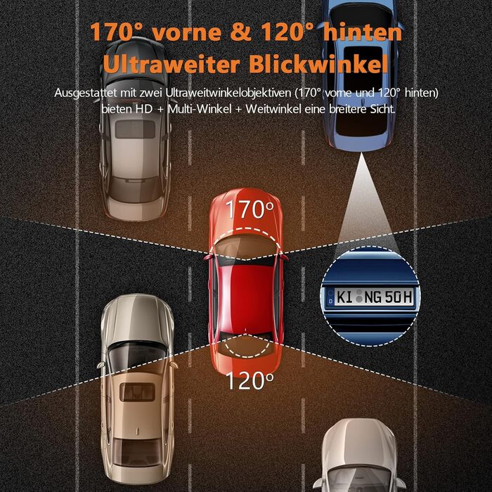 Відеореєстратор автомобільний передній і задній, подвійна автомобільна камера з SD-картою, FHD 1080P, 3-дюймовий IPS екран, нічне