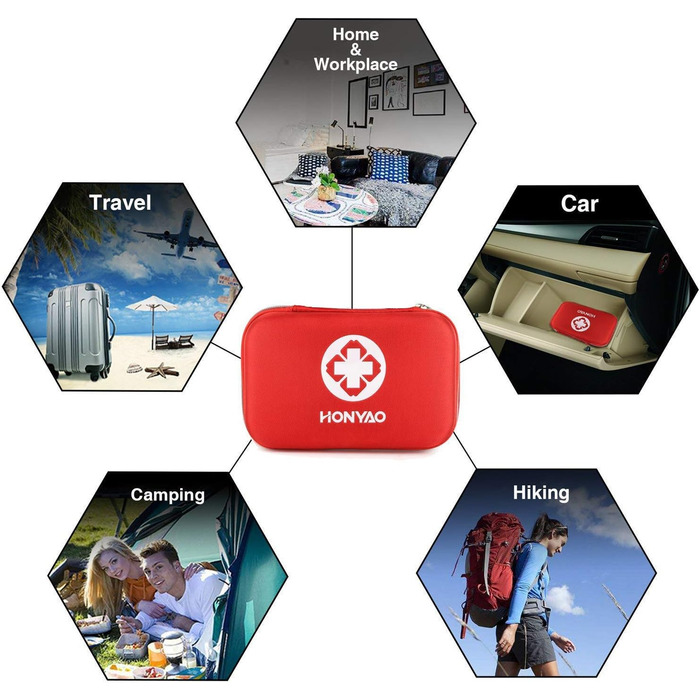 Аптечка першої допомоги, 200-штучний медичний компактний комплект для виживання з легкою жорсткою коробкою для автомобіля мотоцикл