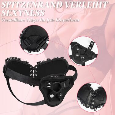 Регульований фалоімітатор 18 см зі страпоном та мереживною обробкою, реалістичний знімний фалоімітатор, сильна присоска, страпон для пеніса для жінок, чоловіків, портативна секс-іграшка для геїв, лесбіянок та пар