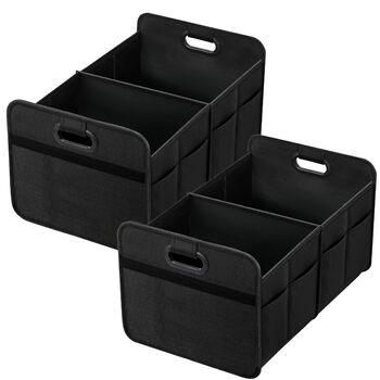 Органайзер для багажника Делюкс, 2 відділення, складаний контейнер для зберігання речей в авто, з антиковзким покриттям, виготовлений з водонепроникного поліестеру 600D, підходить для мінівенів, позашляховиків, пікапів, стандартний розмір, комплект з 2 шт