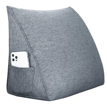 Ортопедична клиноподібна подушка - Ергономічна спинна подушка для ліжка та дивана зі знімним чохлом, ідеально підходить як подушка для читання та спинка (темно-сіра, 45x20x35 см)