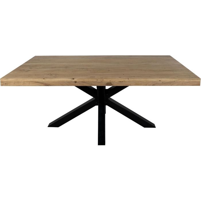 Обідній стіл SAM 200 x 100 см Rio, обідній стіл натурального кольору, масив акації, чорний металевий каркас-павук, прямі краї 200 x 100 см натуральний колір / чорний