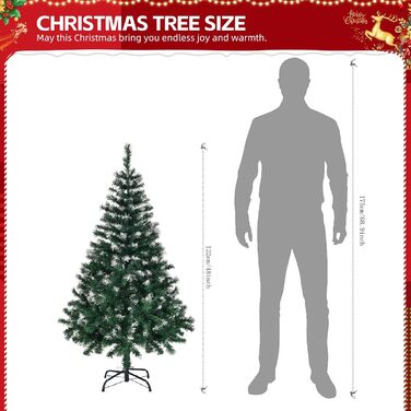 Реалістична штучна різдвяна ялинка зі сніговими верхівками 120 см RBFGYIOP