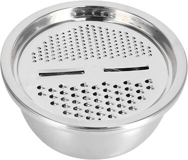 Таз з нержавіючої сталі QANYEGN з теркою, багатофункціональний кошик для зливу, терка для овочів, чаша для салатниці для кухонного інструменту (натуральний колір)