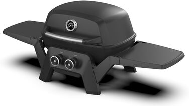 Конфорочний газовий мангал GRANDSTATE BLACK KITE 200 з візком для барбекю, піддоном для збору жиру, потужною подвійною конфоркою,