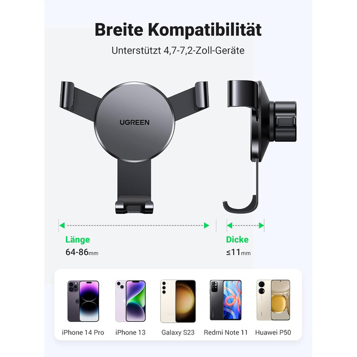 Автомобільний тримач для мобільного телефону Upgrade Bombproof Vent Hook Тримач смартфона для вентиляційних отворів, сумісний з iP