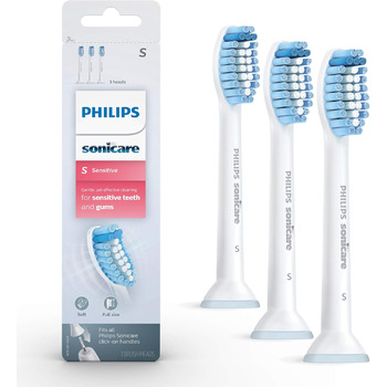 Оригінальні змінні насадки для чутливих зубів Philips Sonicare для чутливих зубів, 3 насадки для щітки, білі, HX6053/64 3 шт. и (1 упаковка) Sensitive