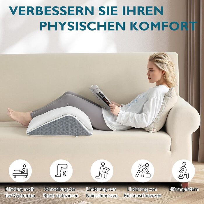 Подушка для підняття ніг TANYOO, подушка для колін для тих, хто спить на спині, двошарова трикутна подушка з піни з ефектом пам&39яті для ніг після операції