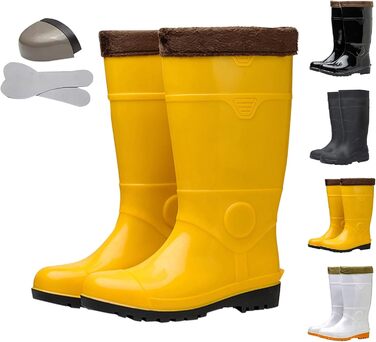 Лабораторні гумові чоботи для чоловіків, з теплою підкладкою, високі гумові чоботи до коліна, термоізоляція, чоботи без шнурівки для риболовлі, полювання та садівництва, нековзні водонепроникні гумові чоботи, AC, 41 1/3 EU