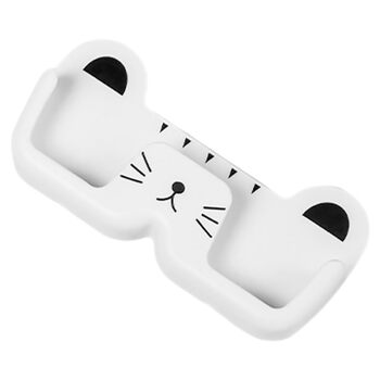 Настінний органайзер для сонцезахисних окулярів, виготовлений з міцного ABS-пластику, що економить місце, з грайливим дизайном кота для окулярів та дрібних предметів, біла коробка для зберігання