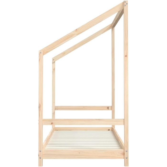 Дитяче ліжко 2x(80x200) см з масиву сосни з міцним каркасом та дихаючими фанерними ламелями для гарної підтримки матраца 205,5 x 171 x 158 см Натуральний колір