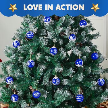 Різдвяні прикраси 24 предметів синьо-білі Joiedomi