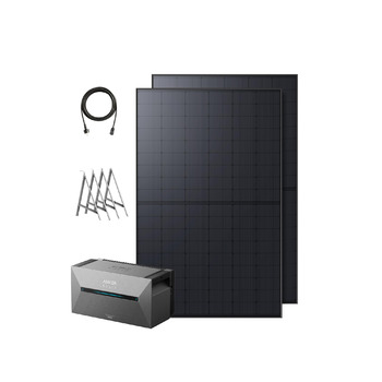 Балконна електростанція Anker SOLIX з накопичувачем (890 Вт 1600 Втгод), Solarbank 2 Plus 2 MPPT для до 2 сонячних панелей, накопичувач 1600 Втгод для балконної електростанції, 2 сонячні панелі Topcon по 445 Вт, кронштейни, E1600 Plus 9,6 кВтгод890 Вткрон