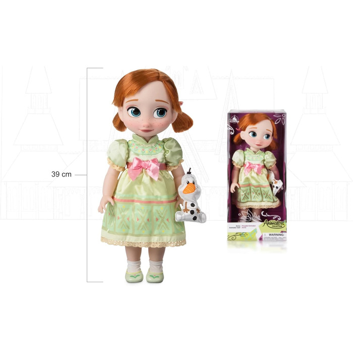 Лялька Disney Store Anna з колекції Animator, Frozen, 39 см / 15&39, реалістичне волосся для розчісування, одяг і взуття, з Олафом